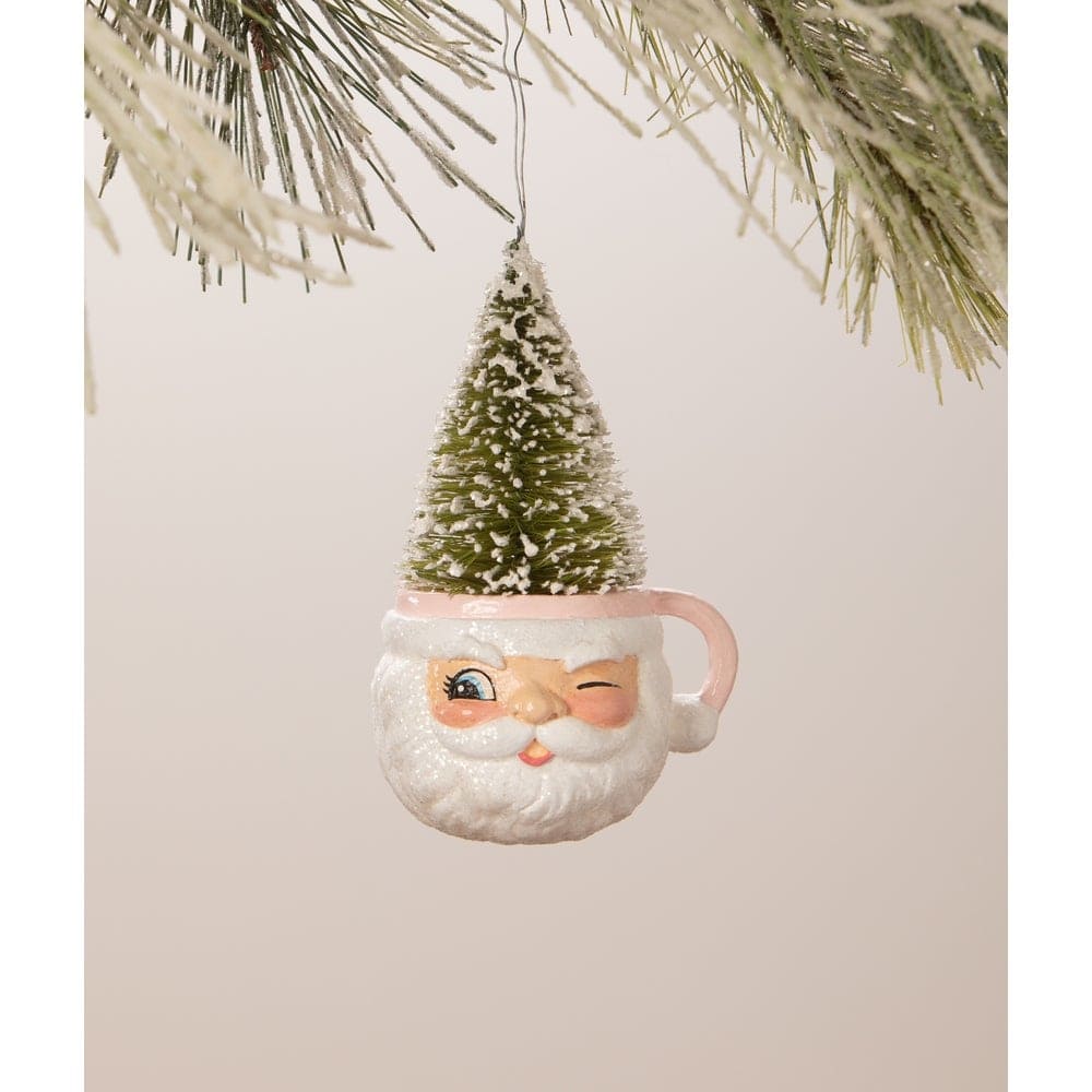 Pink Santa Mug Ornament by Bethany Lowe