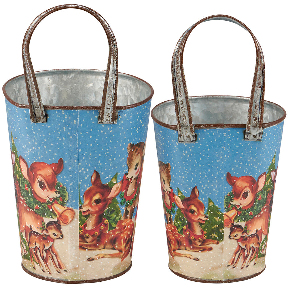 Retro Christmas Deer Wall Bucket Set By Primitives by Kathy