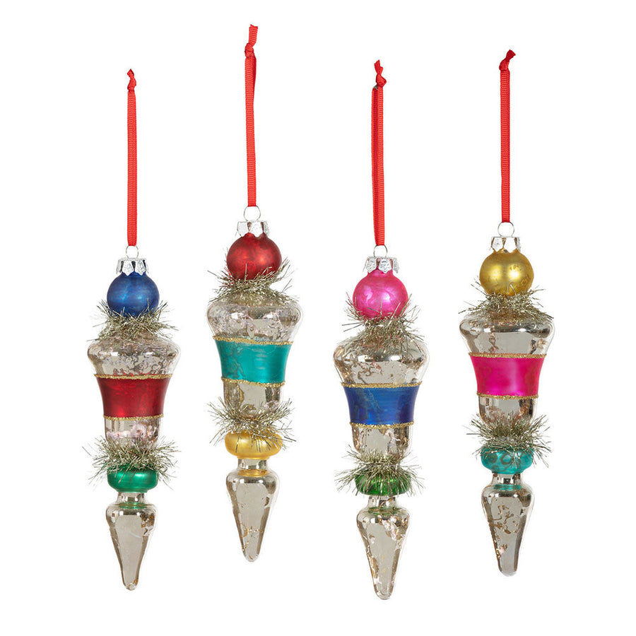 Retro Stripe and Tinsel Finial Ornament by Park Hill