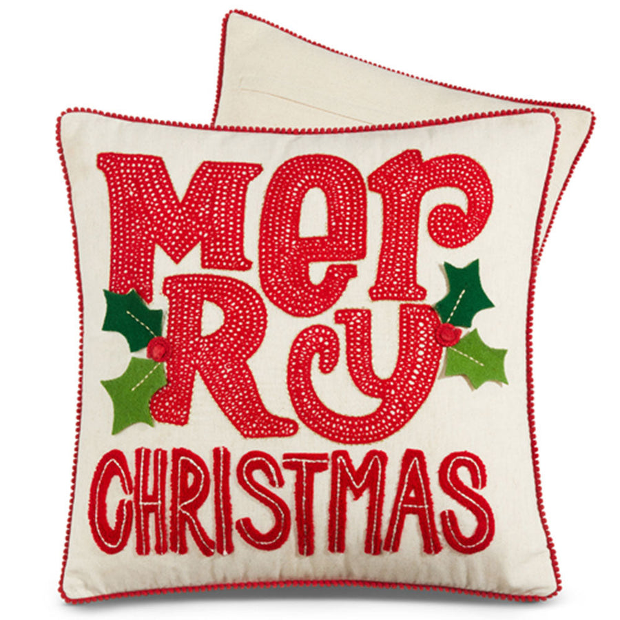 "SB" 18" Merry Christmas Pillow by Raz Imports
