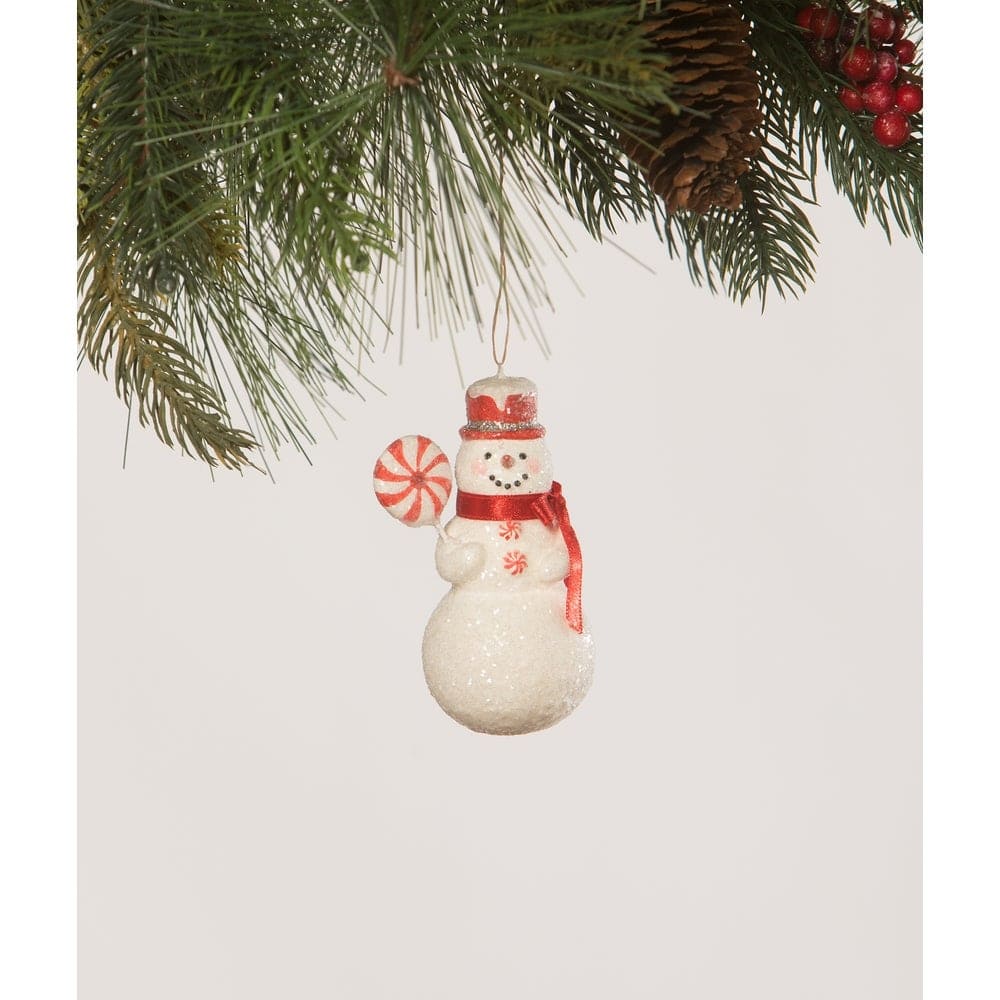 Snowman with Peppermint Ornament by Bethany Lowe