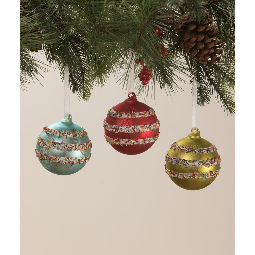 Sprinkles Tree Diorama Glass Ornaments S3by Bethany Lowe