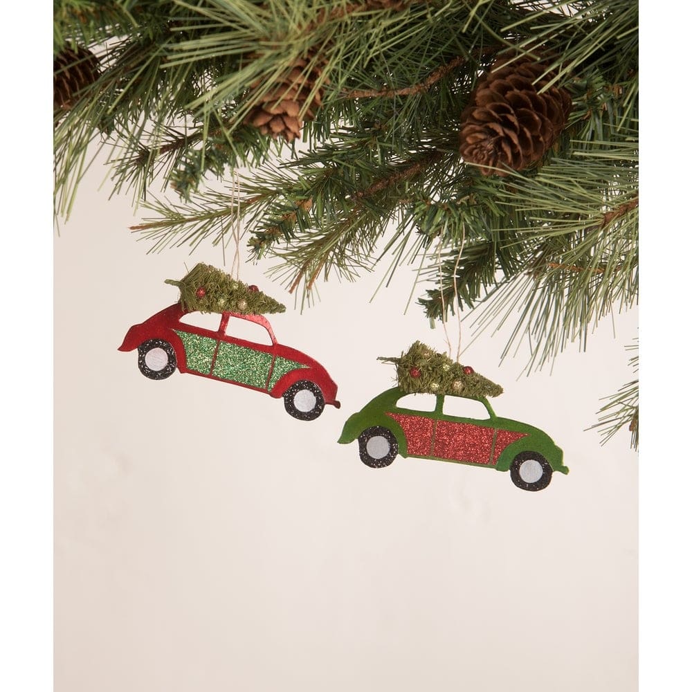 Tin Punch Buggy with Tree Ornament 2Aby Bethany Lowe