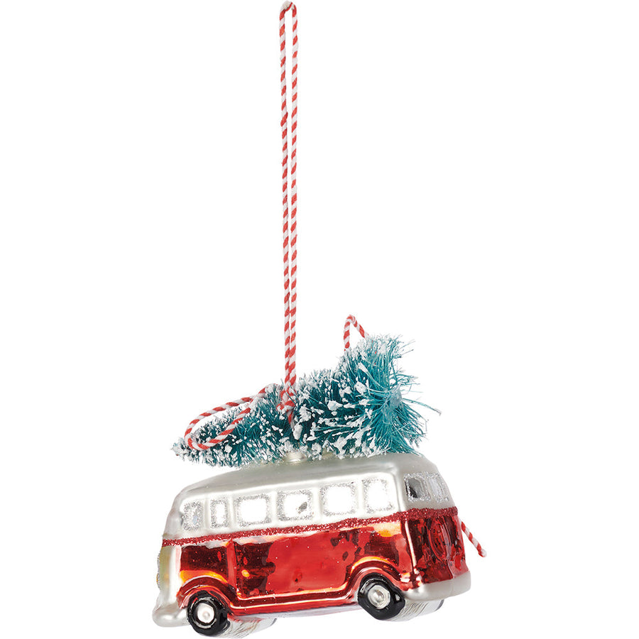 Vintage Bus Glass Ornament By Primitives by Kathy