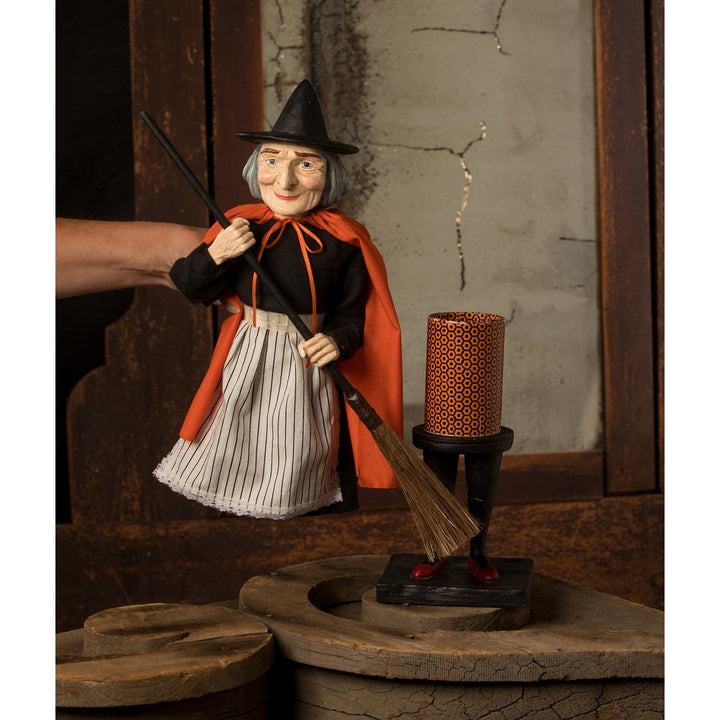 Vintage Witch with Broom Container by Bethany Lowe image 2