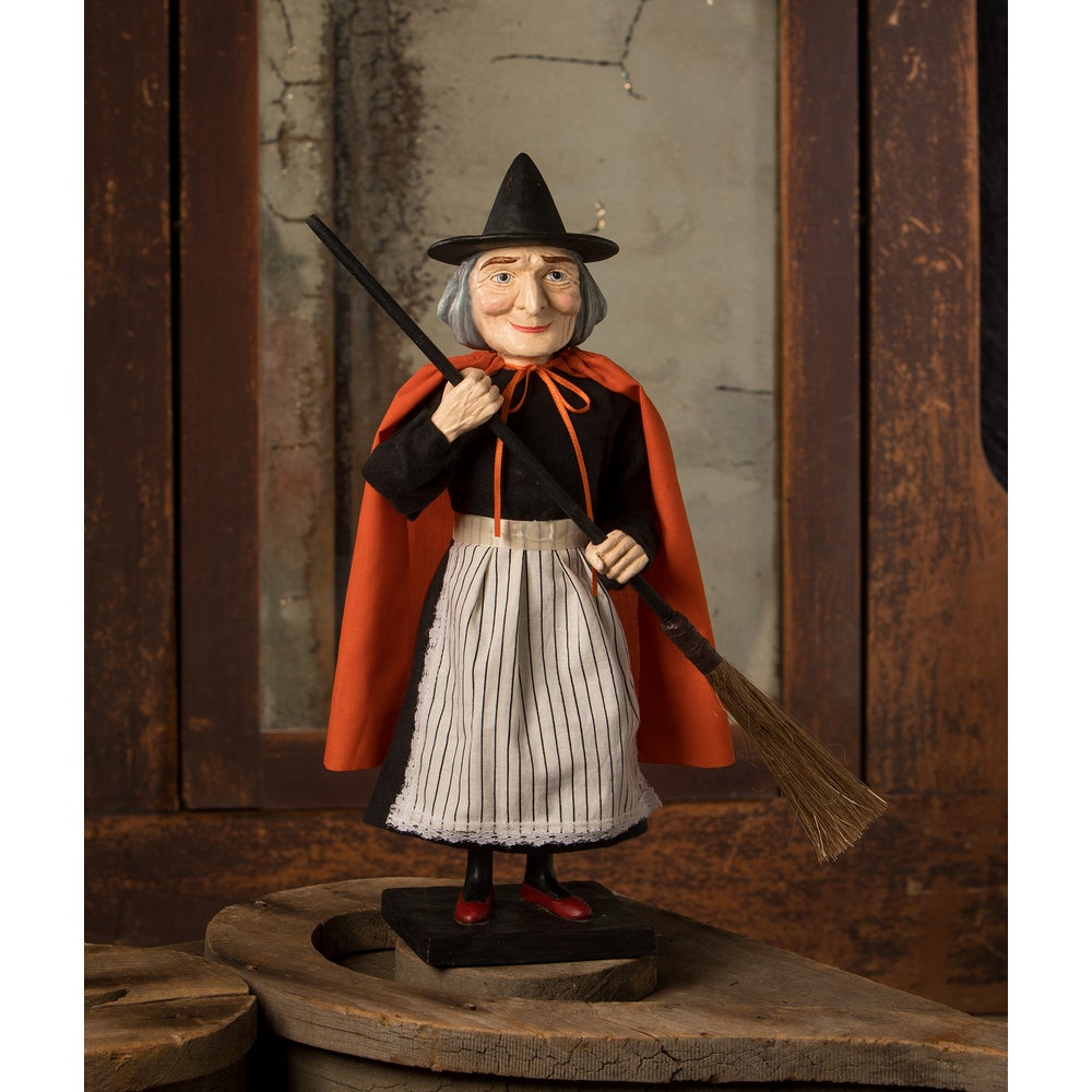 Vintage Witch with Broom Container by Bethany Lowe image
