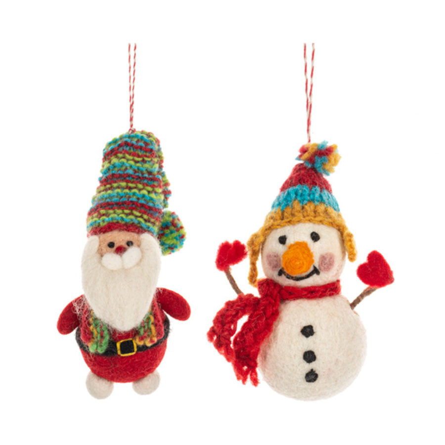 Wool Santa & Snowman Ornaments (4 pc. ppk.) by Ganz image