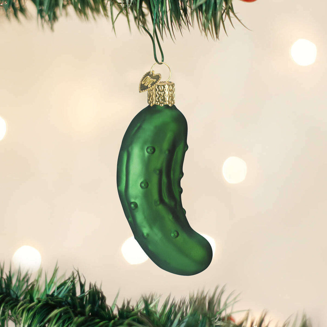 Green glass pickle ornament by Old World Christmas