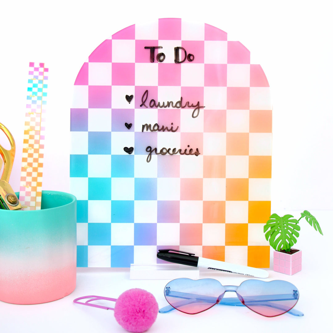 Ombre Checkerboard arch dry erase acrylic memo board