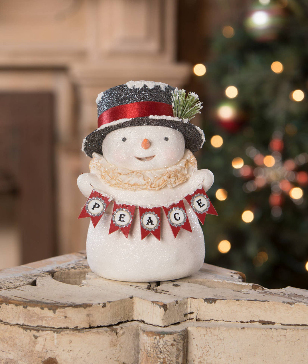 Peace Snowman with Top Hat by Bethany Lowe