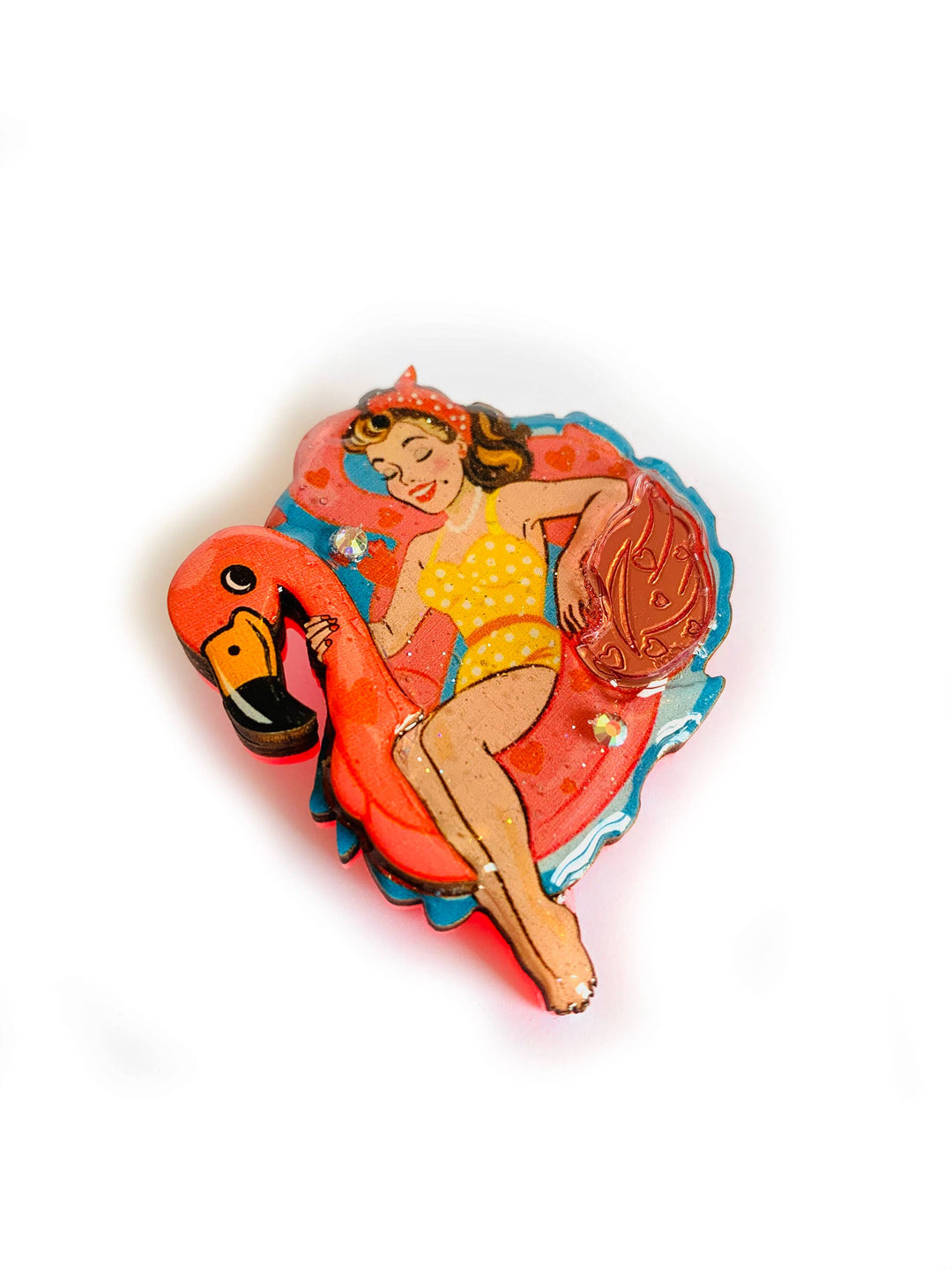 Frankie & the Flamingo Float Brooch by Rosie Rose Parker