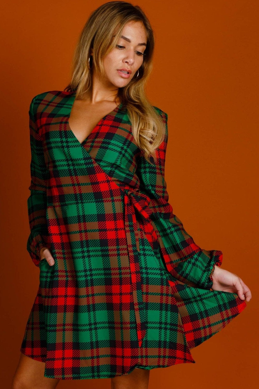 The Lincoln Log Love Lady | Plaid Christmas Wrap Dress