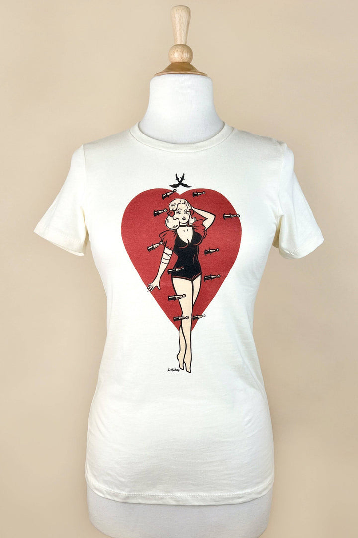 Heart Attack Fitted Tee in Ivory