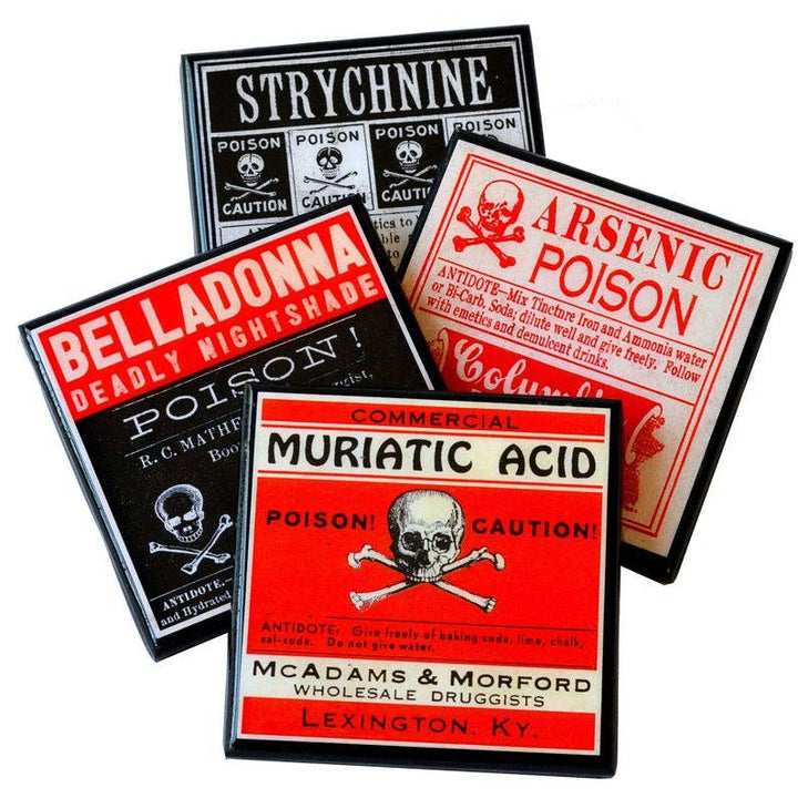 Choose Your Poison: Vintge Poison Label Drink Coaster Set