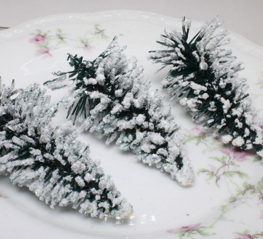 Snowy Forest Trees - 3" Tall - Green - Set of 3 Pcs