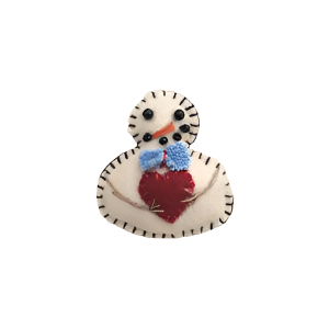 1.5" Pin- Snowman w/Red Heart by Stitch by Stitch