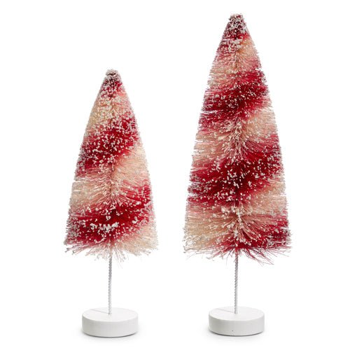 Candy Cane Bottle Brush Trees - 12" and 10" Set of 2