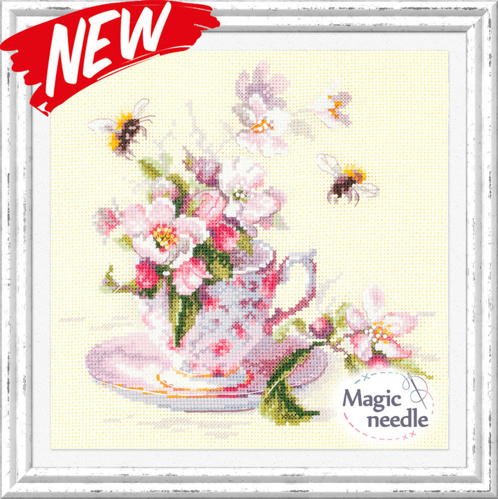 Cup and Apple Blossom 120-041 Counted Cross-Stitch Kit