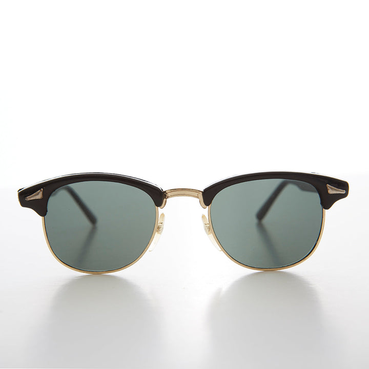Classic Half Frame Vintage Sunglass with Glass Lens - Hollis