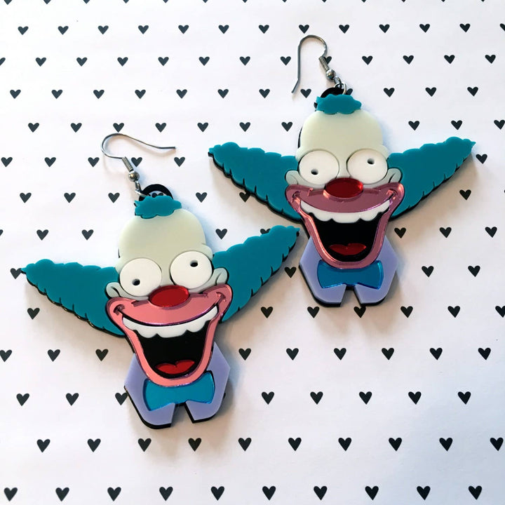 Krusty The Clown Acrylic Statement Earrings