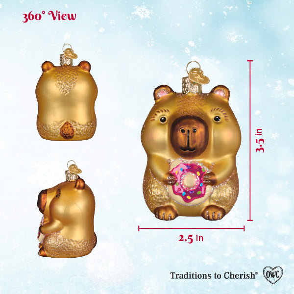 Capybara Eating Donut Ornament