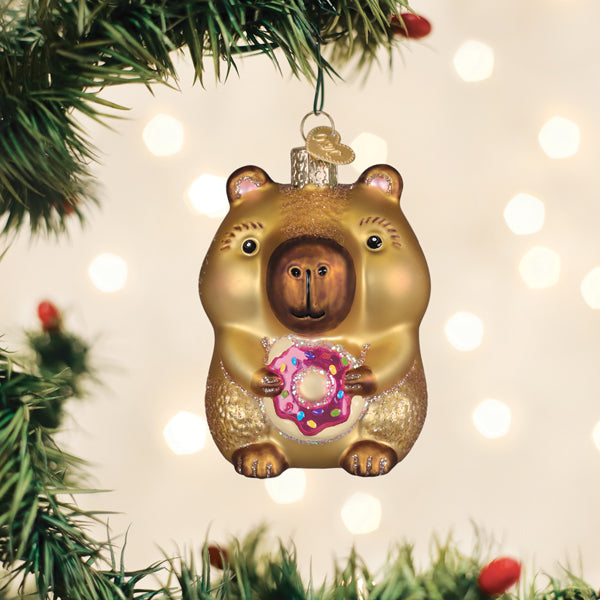 Capybara Eating Donut Ornament