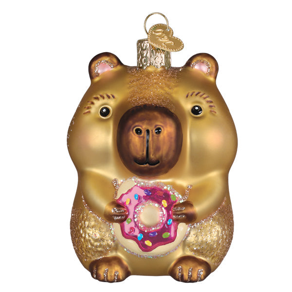 Capybara Eating Donut Ornament