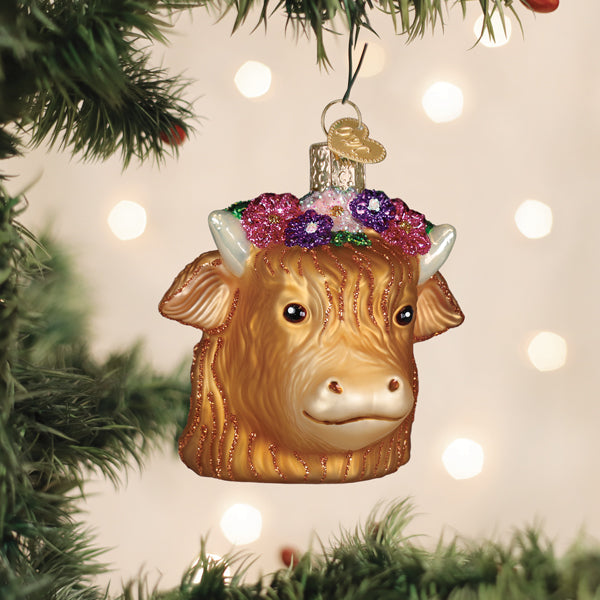 Floral Highland Cow Ornament