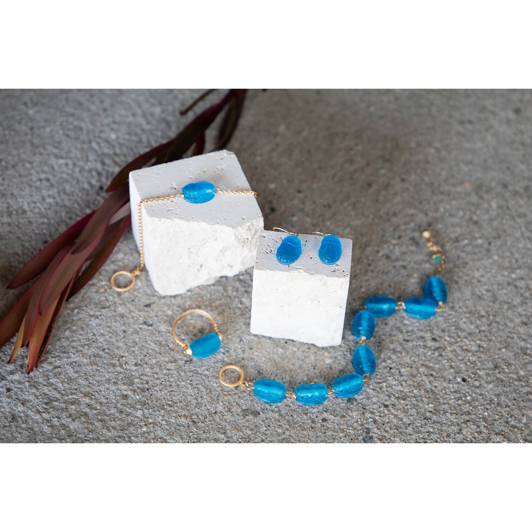 Scarab Link Glass Bracelet