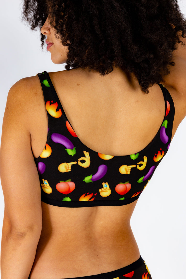 The Emoji After Party | Emoji Patterned Boob Hammock™ Reversible Bralette