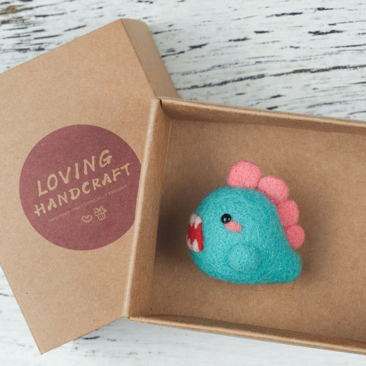 Blue Dino Needle Felting Kit. Wizardi DIY Wool Craft Kit F07N8-W143