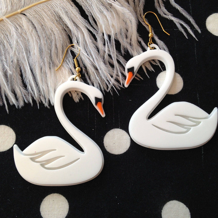 White Swan Statement Earrings