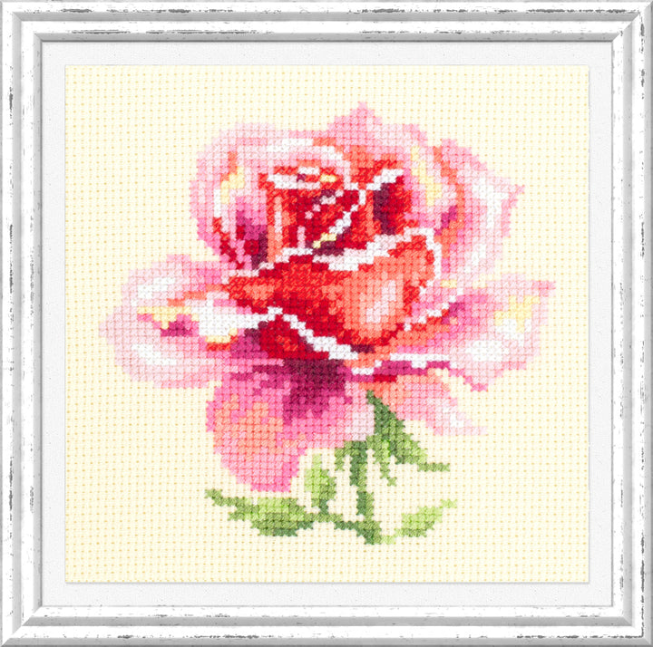 Pink Rose Counted Cross Stitch Kit by Magic Needle 150-002
