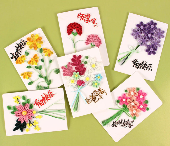 Greeting Card Making Kit. Myosotis Flowers DIY Quilling Kit F07M3-5-FL6