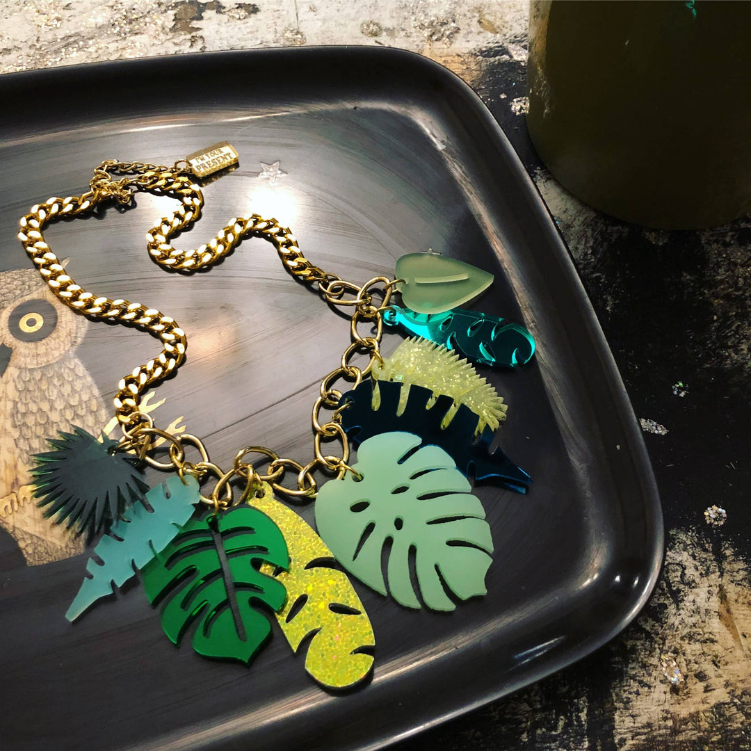 Tropical Leaves Statement Necklace