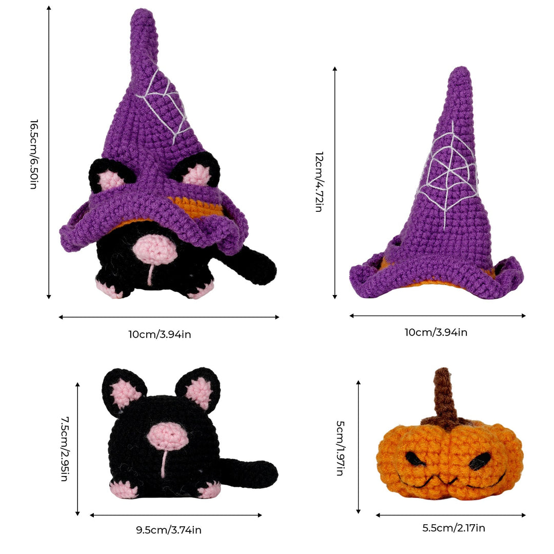 Halloween Cat Gnomes Amigurumi DIY Crochet Kit Wizardi F07N8-M210