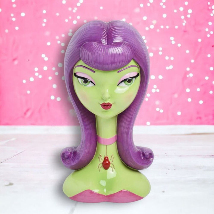 16in Purple Hair Witch Head by December Diamonds