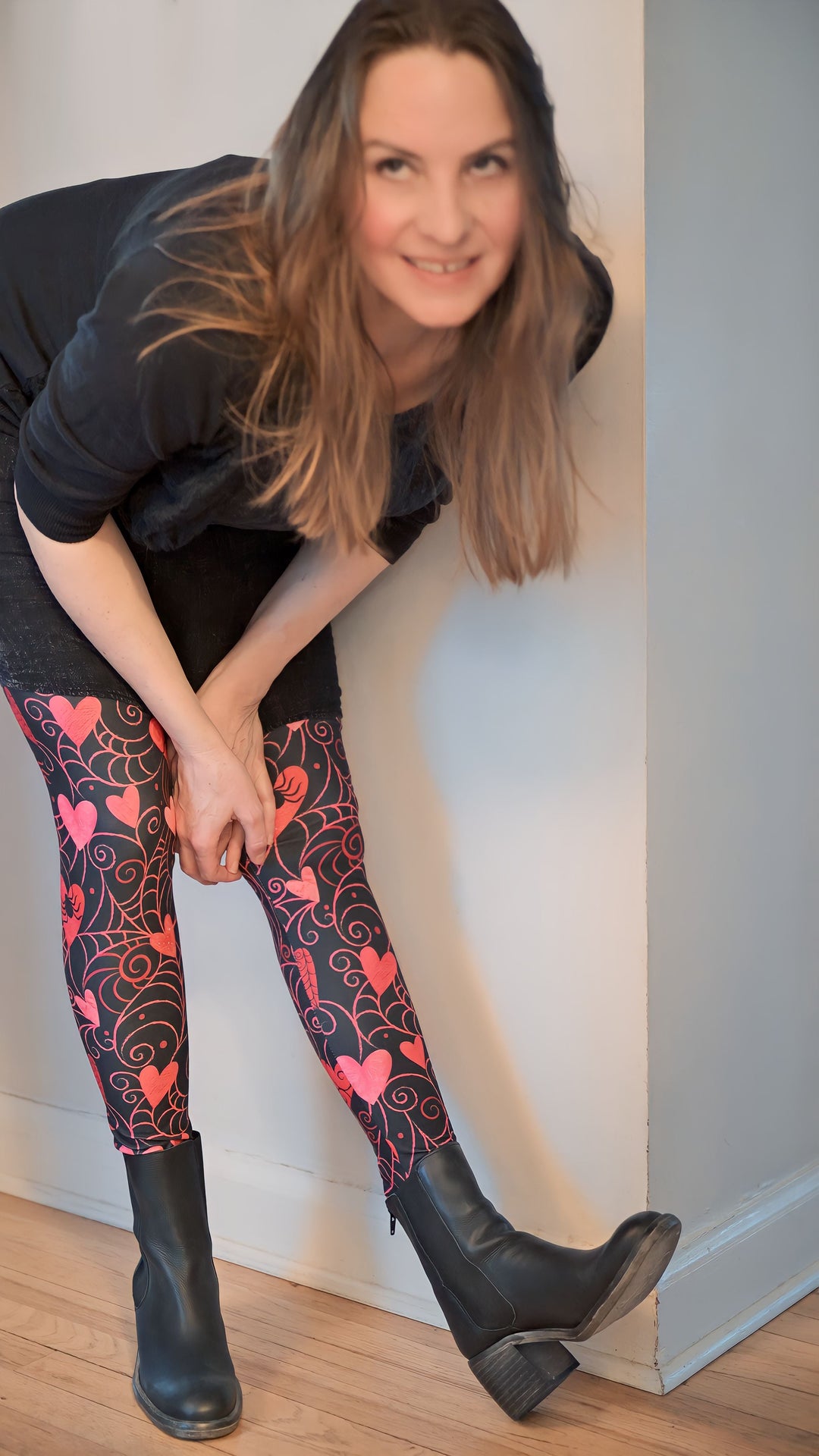 Web of Love Valentine Spooky Spider Web Johanna Parker Exclusive Leggings