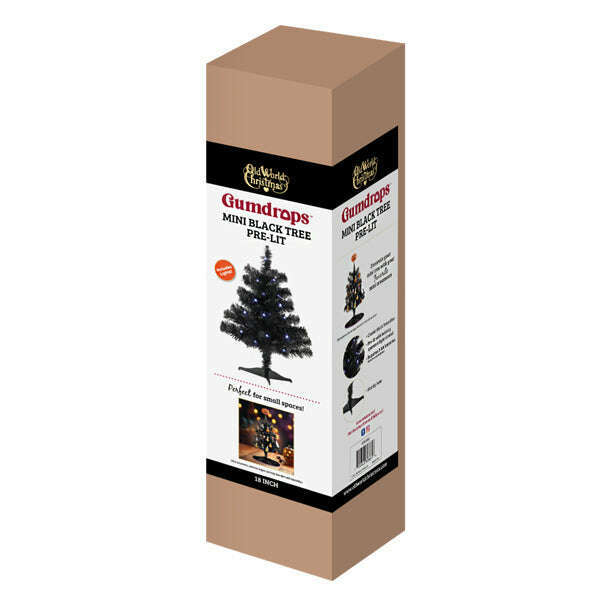 Old World Christmas 18" Mini Black Pre-Lit Halloween Tree