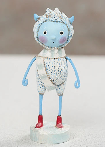 freddie yeti Blue creature figurine with a hood and red shoes  lori mitchell valentine's day new 2027 figurines