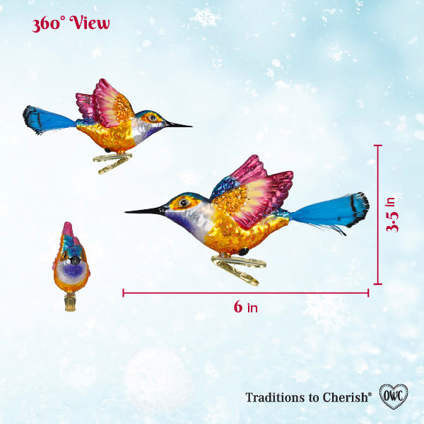 Vibrant Hummingbird Ornament