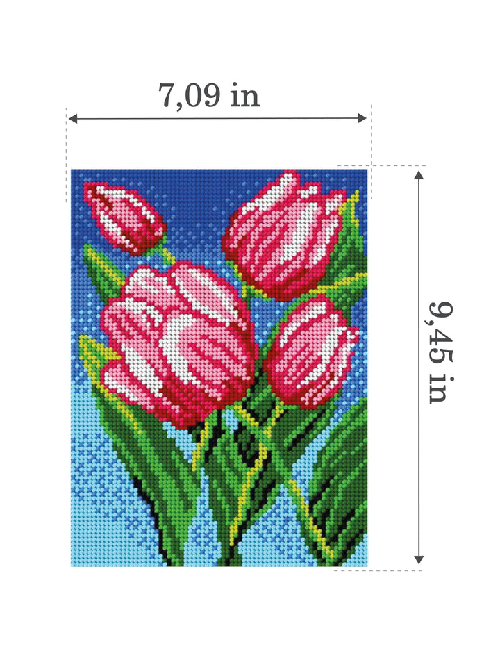 Needlepoint canvas for halfstitch without yarn Tulips 1828F - Printed Tapestry Canvas