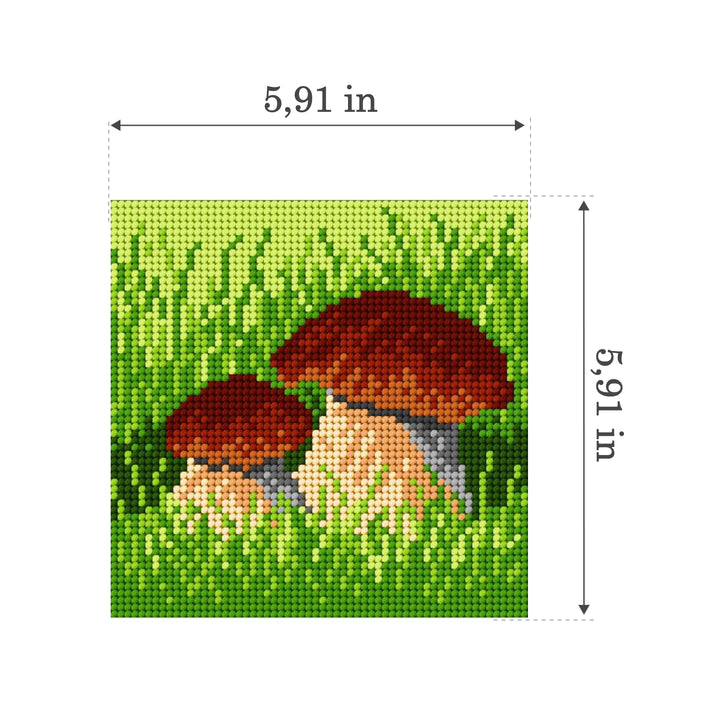 Needlepoint canvas for halfstitch without yarn Mushrooms 1838D - Printed Tapestry Canvas