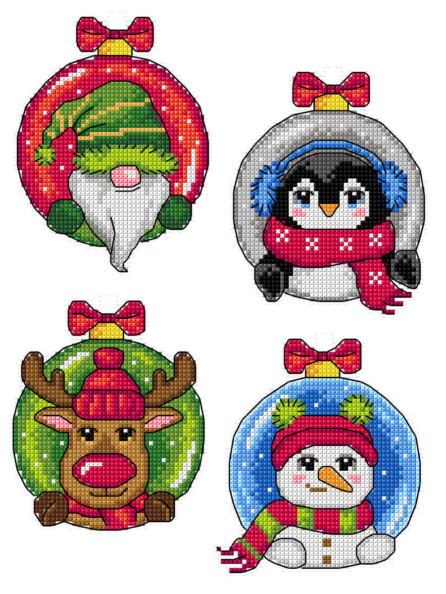 Christmas Baubles 195CS –°ounted cross stitch kit with plastic canvas