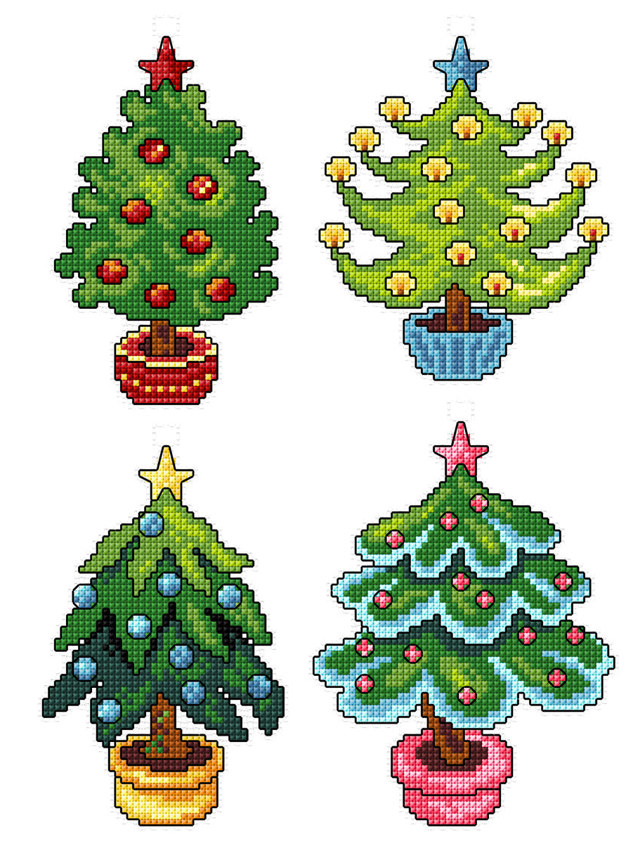 Christmas Trees 197CS –°ounted cross stitch kit with plastic canvas