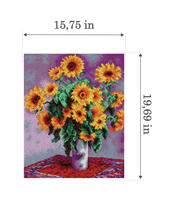 Needlepoint canvas for halfstitch without yarn after Claude Monet - Sunflowers 1993M