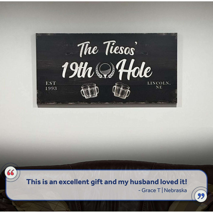 19th Hole Golf Personalized Sign II