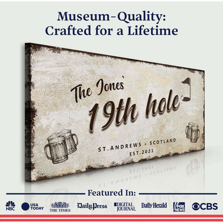 19th Hole Golf Personalized Sign III