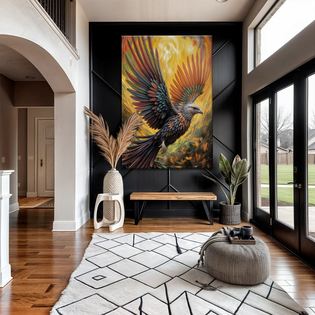 Flight Of Fancy Bird Impasto Wall Art