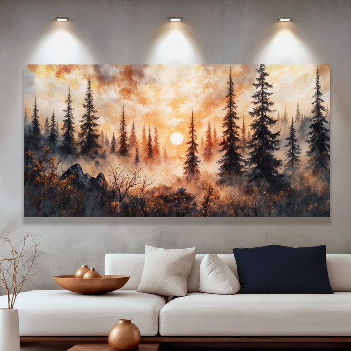 Rustic Forest Sunset Wall Art